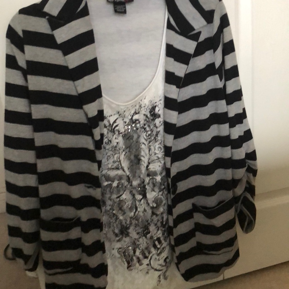 Jacket and White Lace Tank Top- 2 piece set